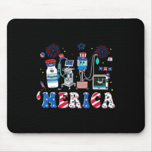 Of July Red White Icu Nurse Care Er Ed Rn Micu Cvi Mouse Pad
