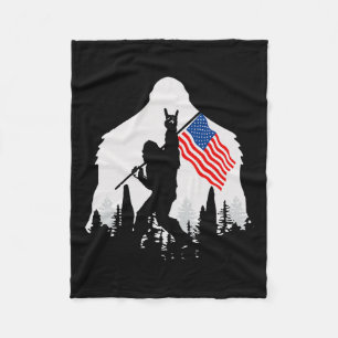Of July Shirt Bigfoot Sasquatch Usa American Flag  Fleece Blanket