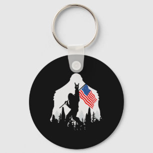 Of July Shirt Bigfoot Sasquatch Usa American Flag Keychain