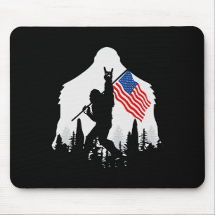 Of July Shirt Bigfoot Sasquatch Usa American Flag Mouse Pad
