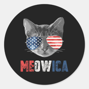 Of July Shirt Meowica American Flag Cat Classic Round Sticker
