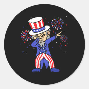 Of July Shirts For Kids Funny Dabbing Uncle Sam Bo Classic Round Sticker