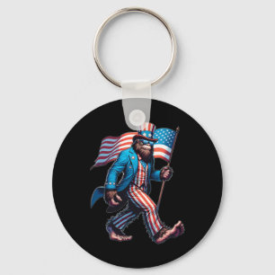 Of July Shirts Patriotic American Flag Bigfoot Sas Keychain