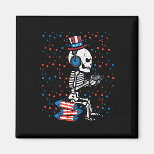 Of July Skeleton Gamer Funny America Boys Kids Men Magnet