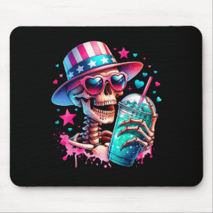 Of July Skeleton Retro Trendy Mom Skull Mama Life  Mouse Pad