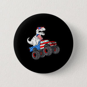 Of July T Rex Dino Trex Dinosaur Monster Truck Fir 2 Inch Round Button