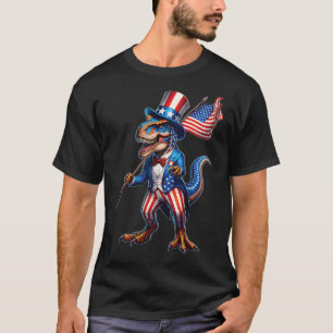 Of July T-rex Usa Patriotic American Flag Dinosaur T-Shirt
