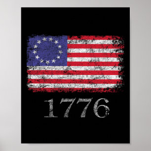 Of July T Shirt American Flag Betsy Ross 1776 Men  Poster