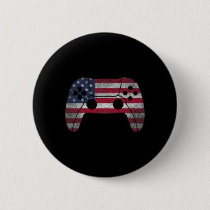 Of July T Shirt Video Game Gamer Kids Boys Men Usa 2 Inch Round Button