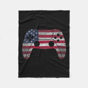 Of July T Shirt Video Game Gamer Kids Boys Men Usa Fleece Blanket