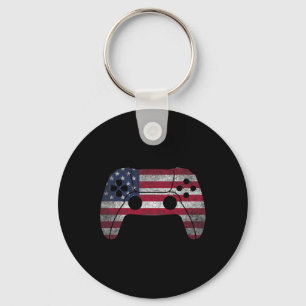 Of July T Shirt Video Game Gamer Kids Boys Men Usa Keychain