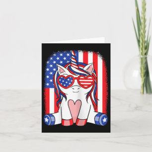 Of July Unicorn American Flag Patriotic Women Girl Card