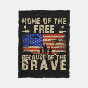 Of July Usa Flag - Home Of The Free Because Of The Fleece Blanket