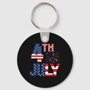 Of July Usa Flag Party Patriotic American Independ Keychain
