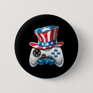 Of July Video Game American Flag Uncle Sam Gamer B 2 Inch Round Button