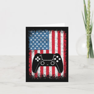 Of July Video Game Gamer Kids Boys Men Usa T Shirt Card