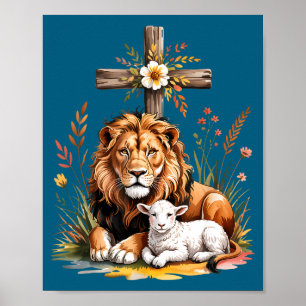 Of Lion Judah Lamb God Christian Poster