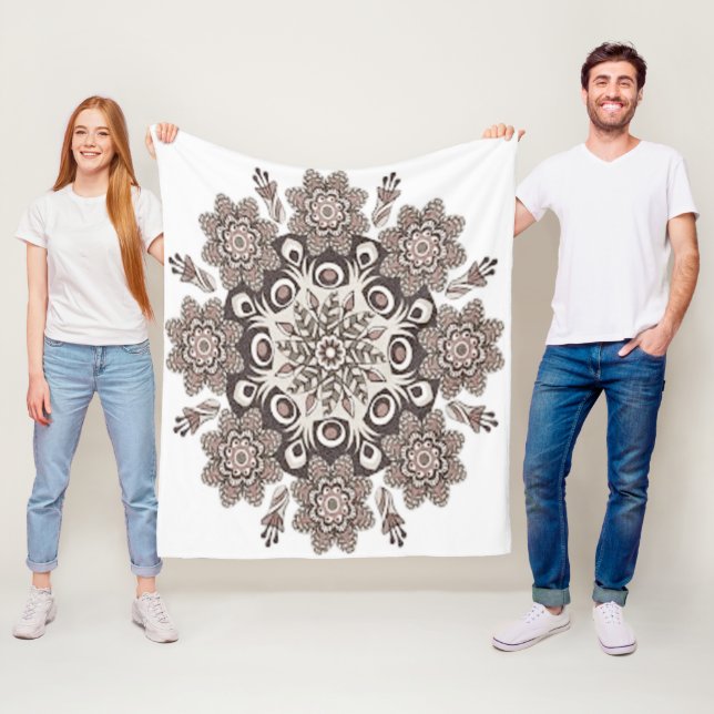 of Mandala brown Fleece Blanket (In Situ)