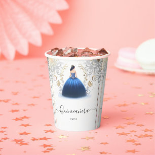 Of Ombre ivory Ice Sky Gold Royal Blue Quinceanera Paper Cups