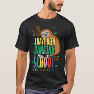 Of School Happy 100th Day 100 Hanging Sloth  T-Shirt