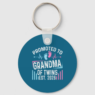 Of Shirt Promoted Grandma Twins Est Baby Keychain