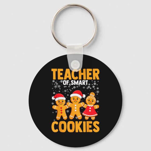Of Smart Cookies Gingerbread Christmas Teacher Cut Keychain (Front)