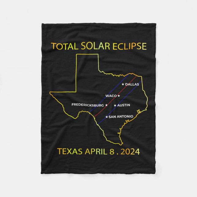 Of Solar Eclipse 2024 Interactive Map Texas Eclips Fleece Blanket (Front)