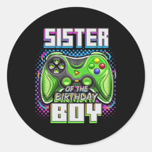 Of The Birthday Boy Matching Family Video Game Par Classic Round Sticker