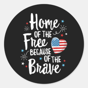 Of The Free Veterans 4th Of July Women Wife Patrio Classic Round Sticker