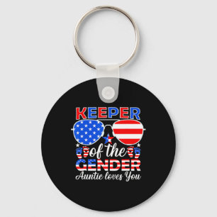Of The Gender Auntie Loves You 4th Of July Keychain