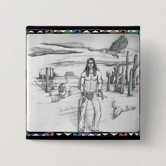 Of The Land 2 Inch Square Button (Front)