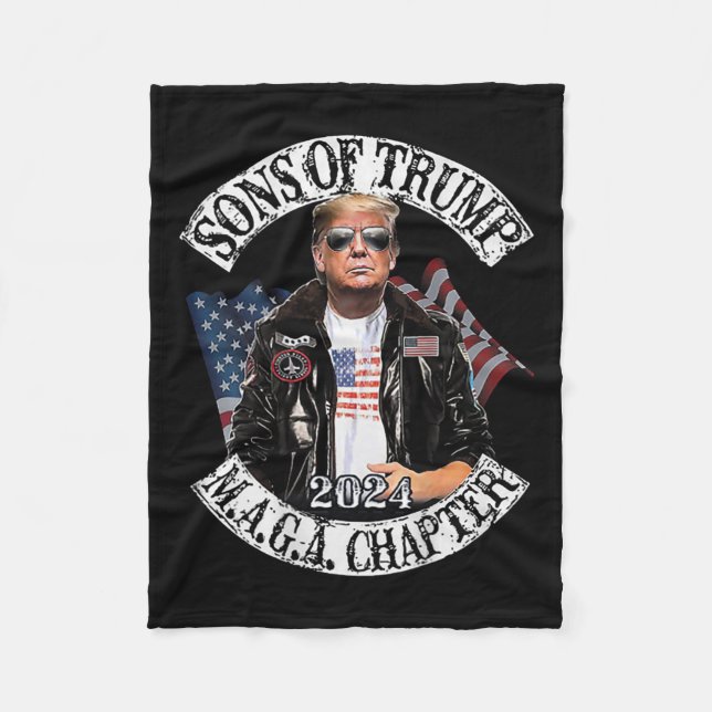 Of Trump Maga Chapter 2024 (on Back)  Fleece Blanket (Front)