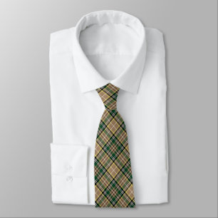 O'Farrell Tartan Tan and Green Plaid Tie