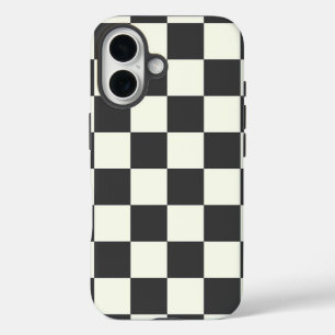 Off Black and Off White Chequerboard iPhone 16 Case