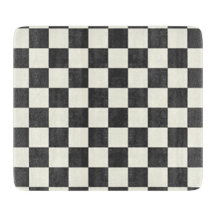 Off Black and Off White Chequerboard Cutting Board