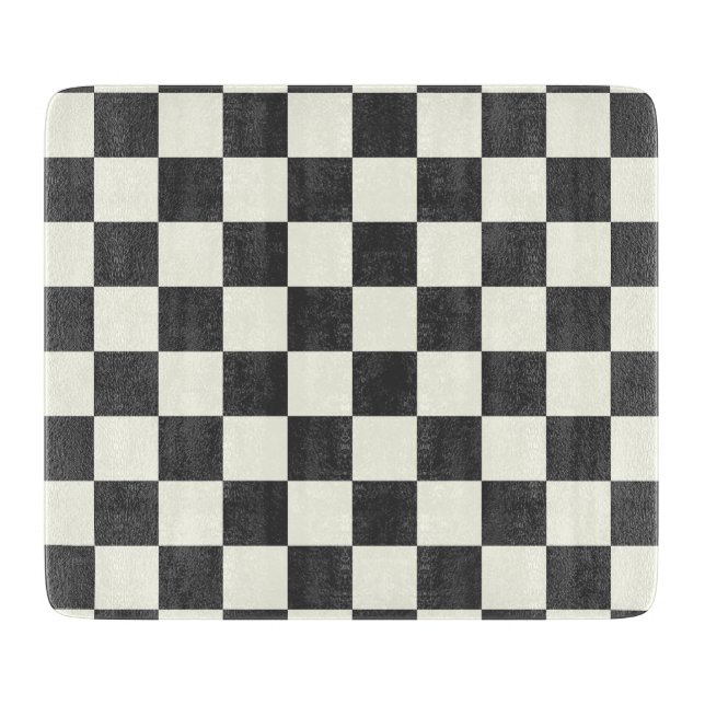 Off Black and Off White Chequerboard Cutting Board (Front)