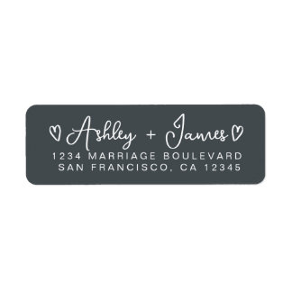 Off-Black Heart Script Couple Return Address