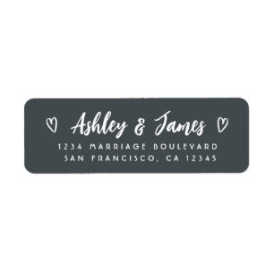 Off-Black Script Couple Wedding Return Address