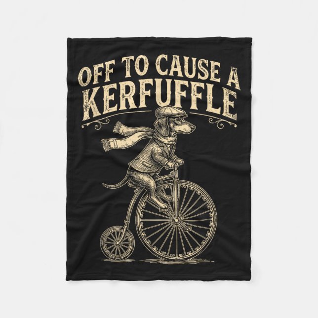 Off Cause Kerfuffle Dachshund Dog Illustration Fleece Blanket (Front)