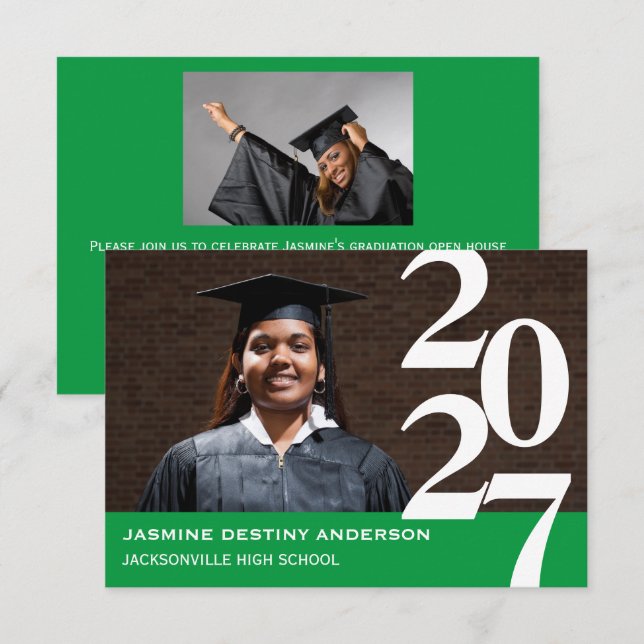 Off Centre Numbers - 3x5 Graduation Announcement (Front/Back)