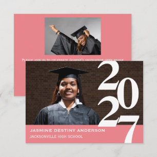 Off Centre Numbers - 3x5 Graduation Announcement