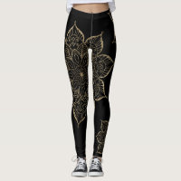 Off-Centred Gold Faux Glitter Mandalas on Black