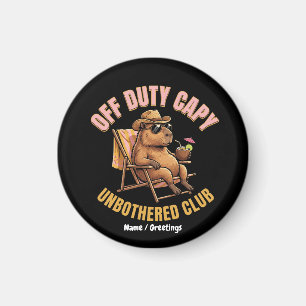 Off Duty Capybara Unbothered Club Retro Beach Art Magnet