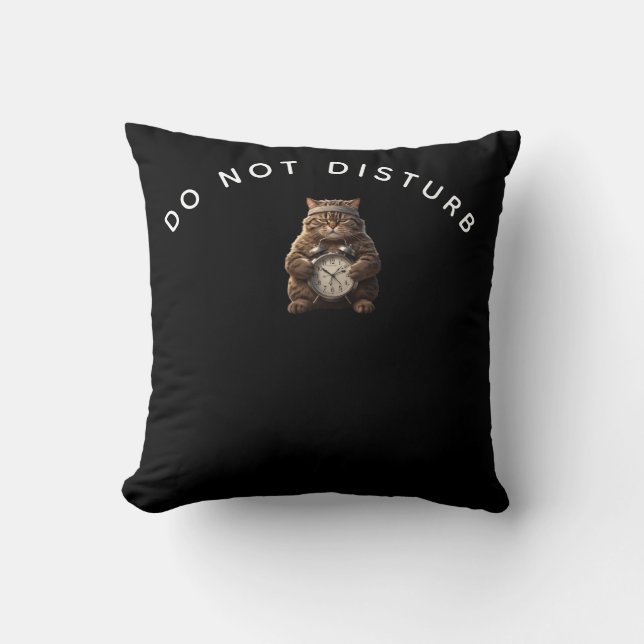 Off Duty Gym Cat Throw Pillow (Front)