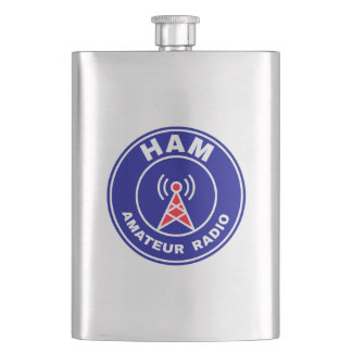 Off Duty HAM Radio DX Operator Emblem Hip Flask