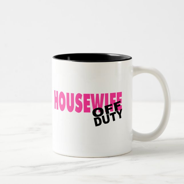 Off Duty Housewife (Pink) Two-Tone Coffee Mug (Right)