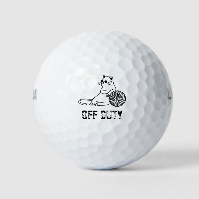 Off Duty Lazy Cat - Cute and Funny Bored Cat Golf Balls (Front)