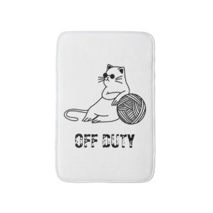 Off Duty Lazy Cat - Cute and Funny Bored Cat Two-T Bath Mat