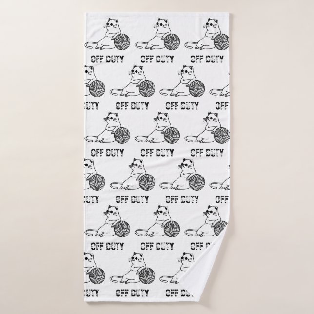 Off Duty Lazy Cat - Cute and Funny Bored Cat Two-T Bath Towel (Bath Towel)