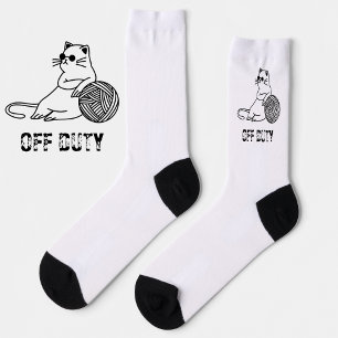 Off Duty Lazy Cat - Cute and Funny Bored Cat Two-T Socks